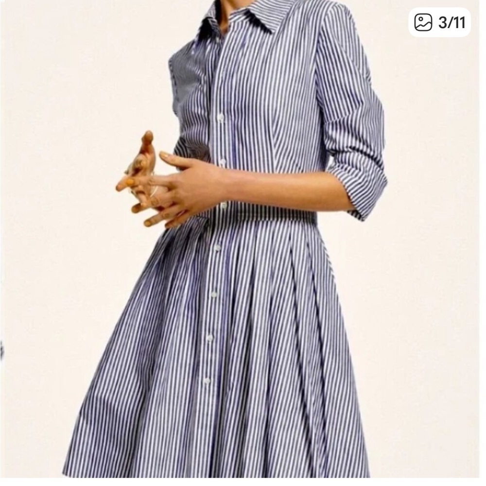 Eliza J Navy and white Striped Fit and Flare Dress Size 4 - Picture 3 of 12